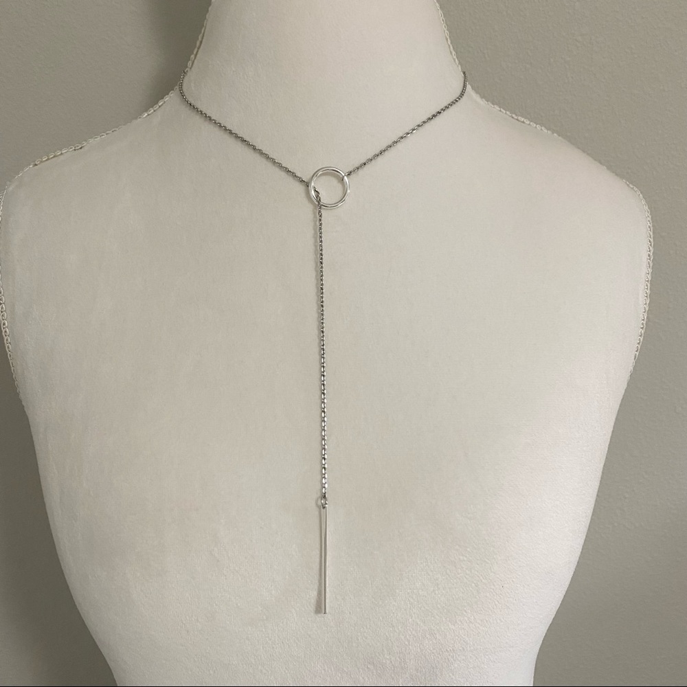 Nashelle Silver Heather Lariat Drop Duster Necklace